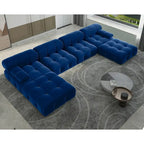Modern U-Shaped Velvet Upholstered Modular Sectional Sofa 6-seater Extra Wide Chaise Lounge Couch for Living Room