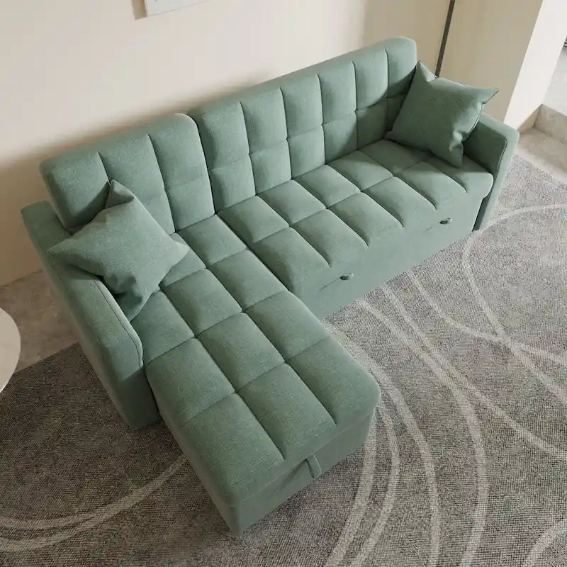 L-shaped Pull-out Sleeper Sectional Sofa Bed with Storage Chaise
