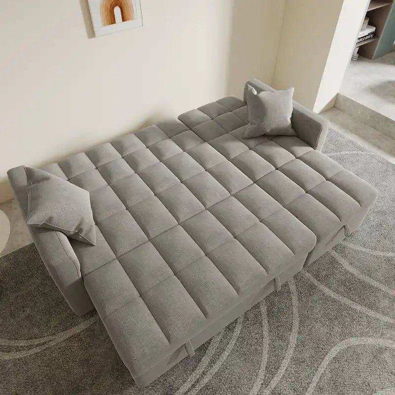 L-shaped Pull-out Sleeper Sectional Sofa Bed with Storage Chaise