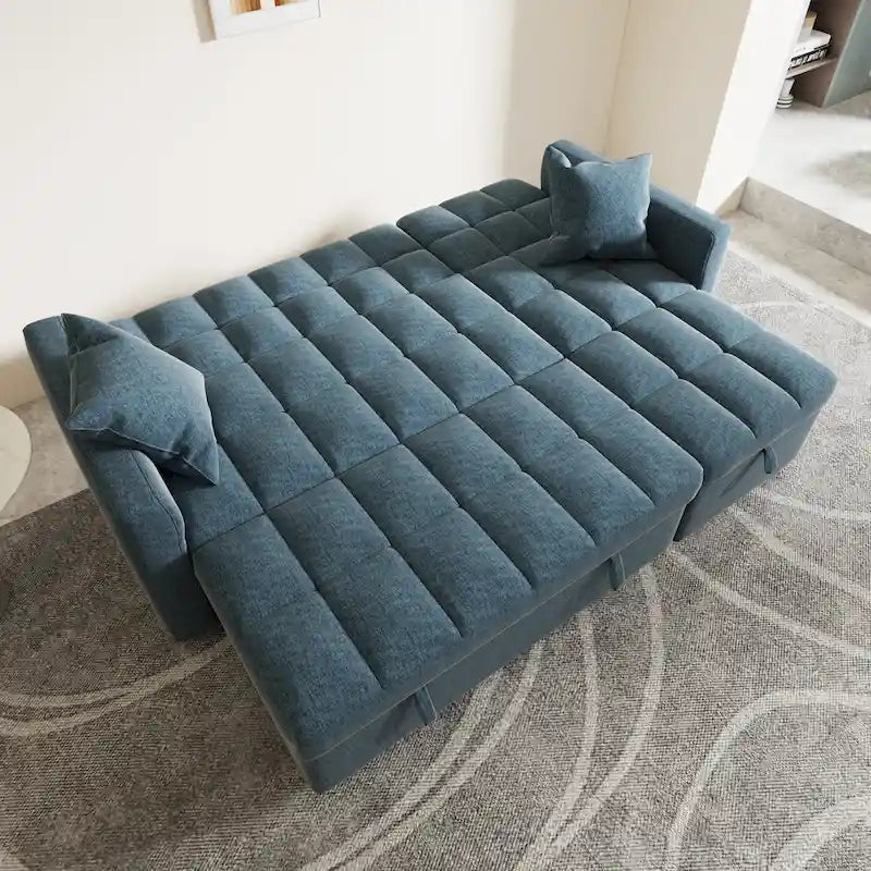 L-shaped Pull-out Sleeper Sectional Sofa Bed with Storage Chaise