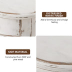 COSIEST White Distressed Round Tall Telephone Stand Table