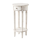 COSIEST White Distressed Round Tall Telephone Stand Table