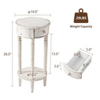 COSIEST White Distressed Round Tall Telephone Stand Table