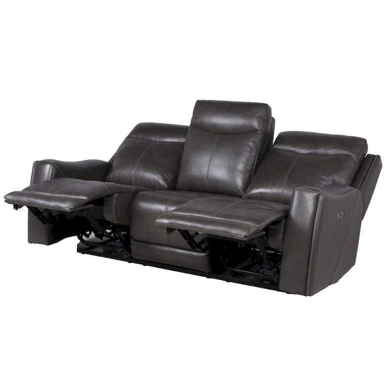 Steve Silver Newport Power Top Grain Leather Reclining Sofa