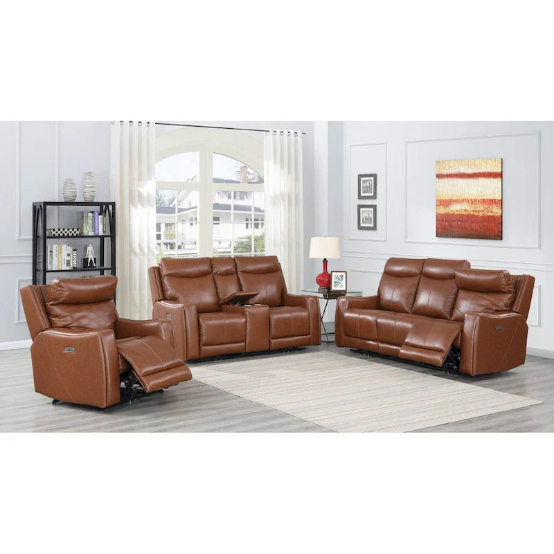 Steve Silver Newport Power Top Grain Leather Reclining Sofa