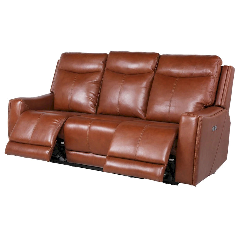 Steve Silver Newport Power Top Grain Leather Reclining Sofa