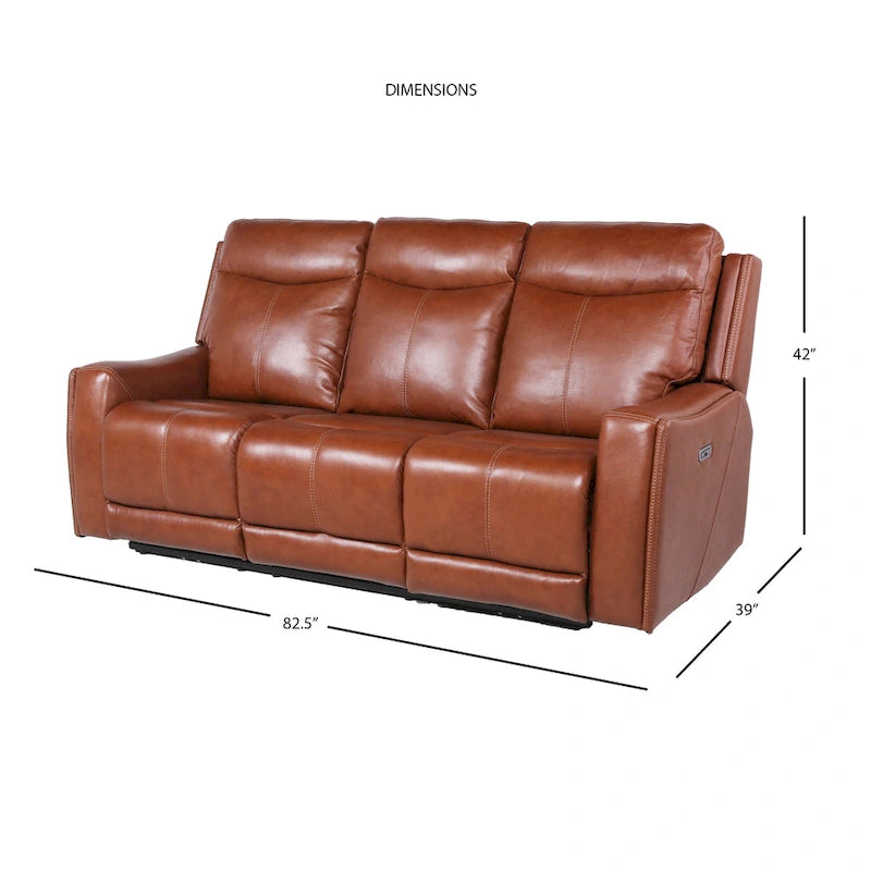 Steve Silver Newport Power Top Grain Leather Reclining Sofa
