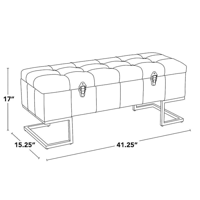 Silver Orchid Crossgar Velvet Storage Bench with Flip-Top Lid