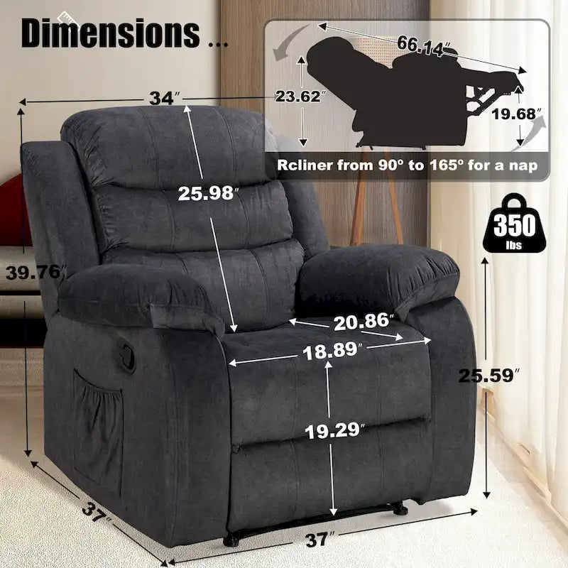 Soft Recliner Chair with Massage and Heat Function