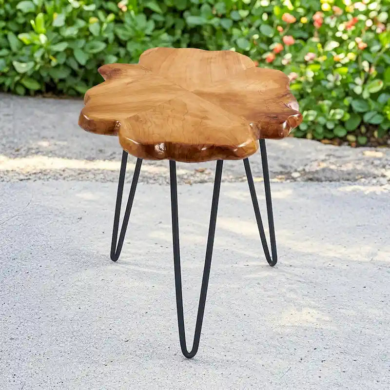 Greenage Live Edge Wood Coffee Table 4 Panels Table with Hairpin Legs