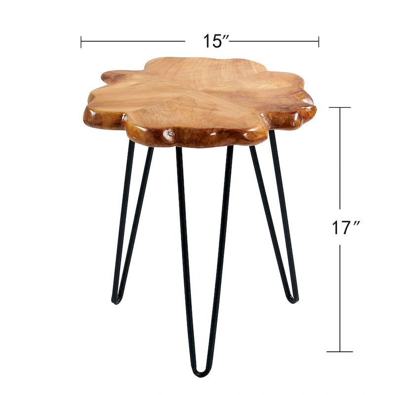 Greenage Live Edge Wood Coffee Table 4 Panels Table with Hairpin Legs