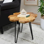 Greenage Live Edge Wood Coffee Table 4 Panels Table with Hairpin Legs