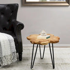 Greenage Live Edge Wood Coffee Table 4 Panels Table with Hairpin Legs