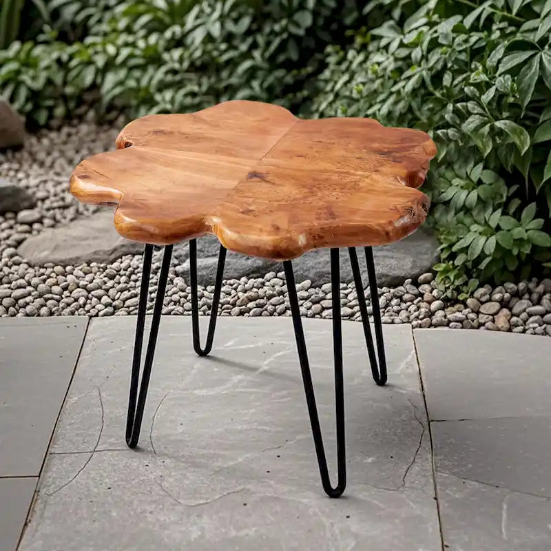 Greenage Live Edge Wood Coffee Table 4 Panels Table with Hairpin Legs