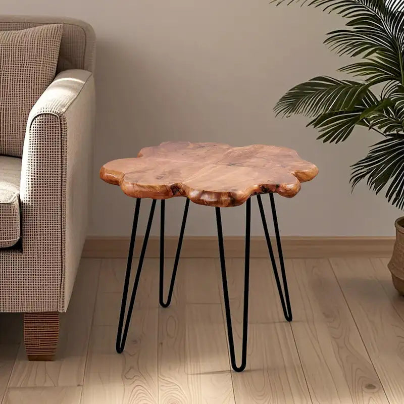 Greenage Live Edge Wood Coffee Table 4 Panels Table with Hairpin Legs