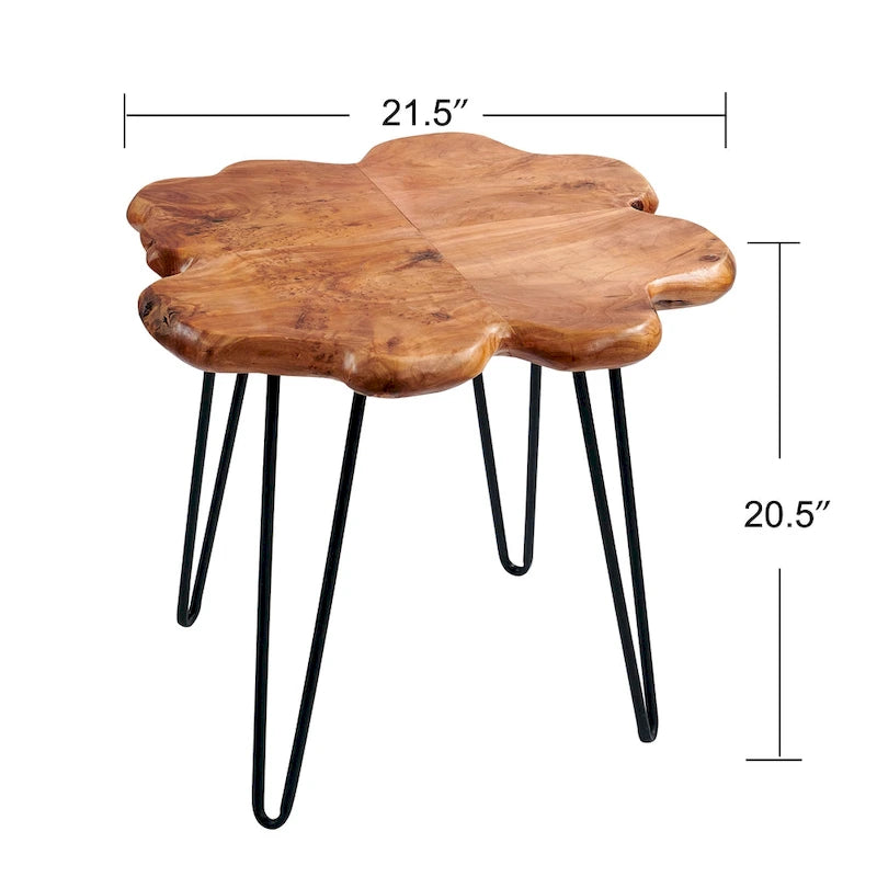 Greenage Live Edge Wood Coffee Table 4 Panels Table with Hairpin Legs