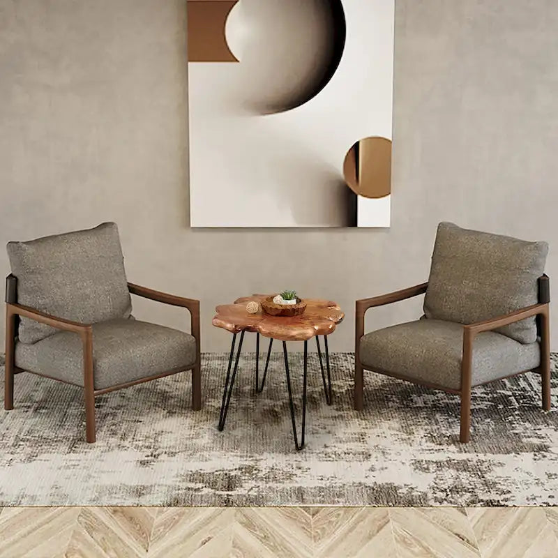 Greenage Live Edge Wood Coffee Table 4 Panels Table with Hairpin Legs