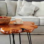 Greenage Live Edge Wood Coffee Table 4 Panels Table with Hairpin Legs