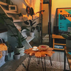 Greenage Live Edge Wood Coffee Table 4 Panels Table with Hairpin Legs