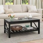 Crestlive Living Room Coffee Table with Storage Shelf, Sofa Center Table - 40.16 W x 22.05 D x 18.11 H