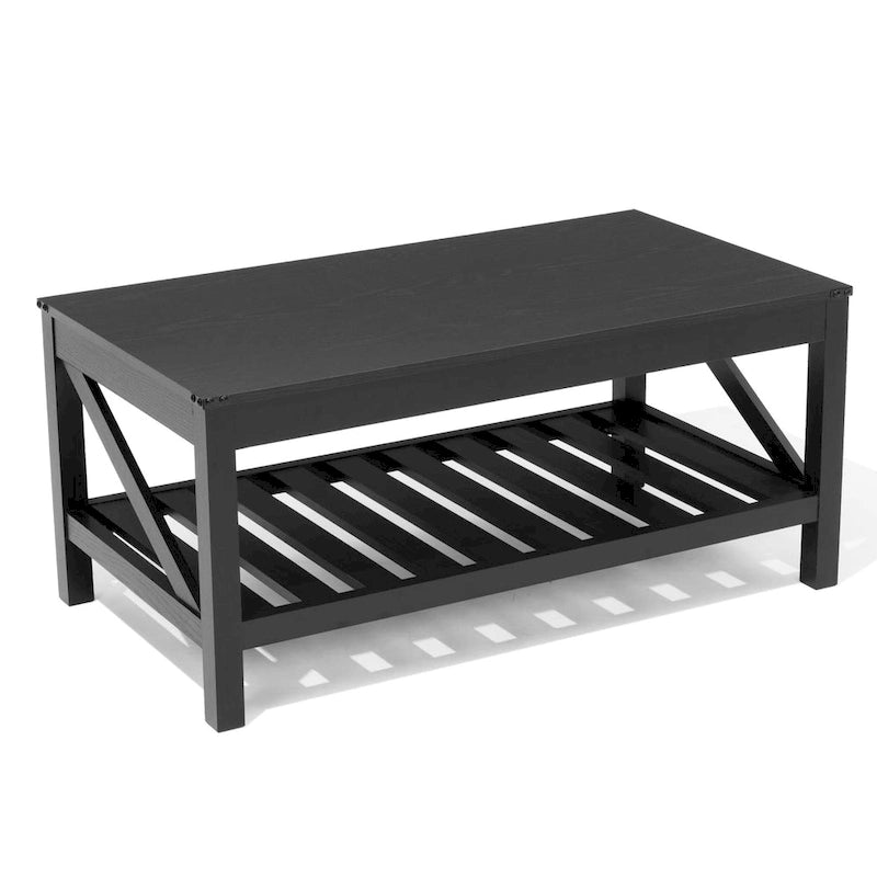 Crestlive Living Room Coffee Table with Storage Shelf, Sofa Center Table - 40.16 W x 22.05 D x 18.11 H