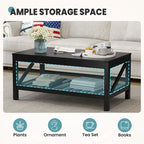 Crestlive Living Room Coffee Table with Storage Shelf, Sofa Center Table - 40.16 W x 22.05 D x 18.11 H