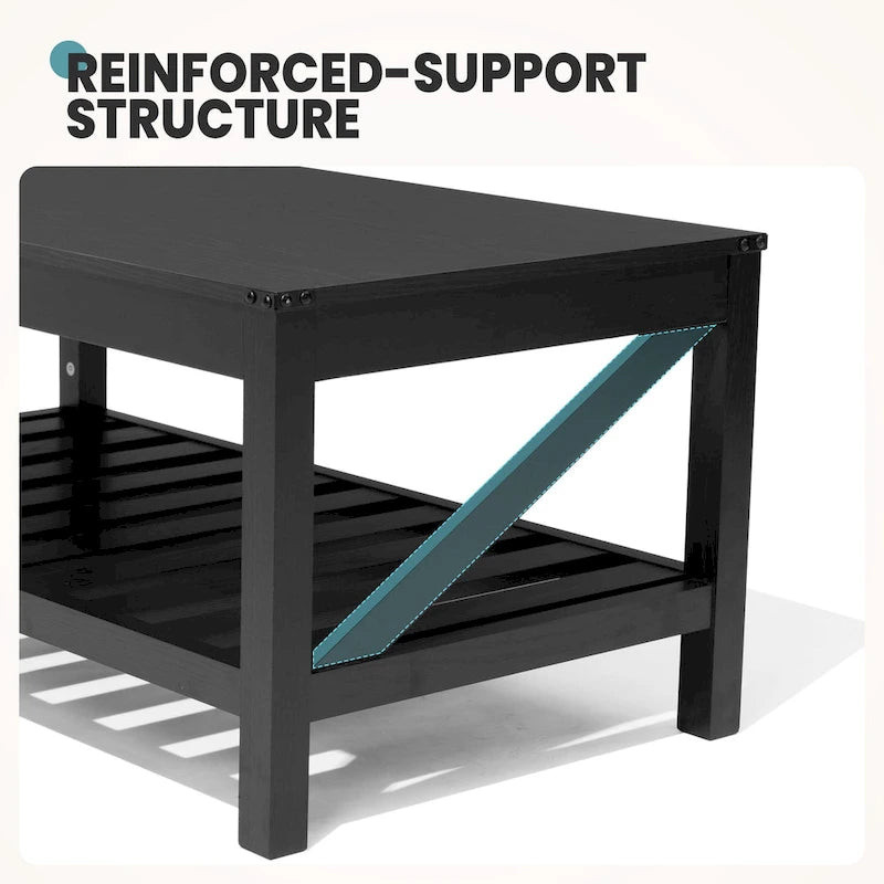 Crestlive Living Room Coffee Table with Storage Shelf, Sofa Center Table - 40.16 W x 22.05 D x 18.11 H