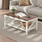 Crestlive Living Room Coffee Table with Storage Shelf, Sofa Center Table - 40.16 W x 22.05 D x 18.11 H