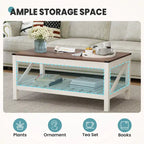 Crestlive Living Room Coffee Table with Storage Shelf, Sofa Center Table - 40.16 W x 22.05 D x 18.11 H