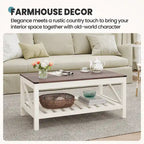 Crestlive Living Room Coffee Table with Storage Shelf, Sofa Center Table - 40.16 W x 22.05 D x 18.11 H