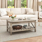Crestlive Living Room Coffee Table with Storage Shelf, Sofa Center Table - 40.16 W x 22.05 D x 18.11 H
