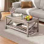 Crestlive Living Room Coffee Table with Storage Shelf, Sofa Center Table - 40.16 W x 22.05 D x 18.11 H