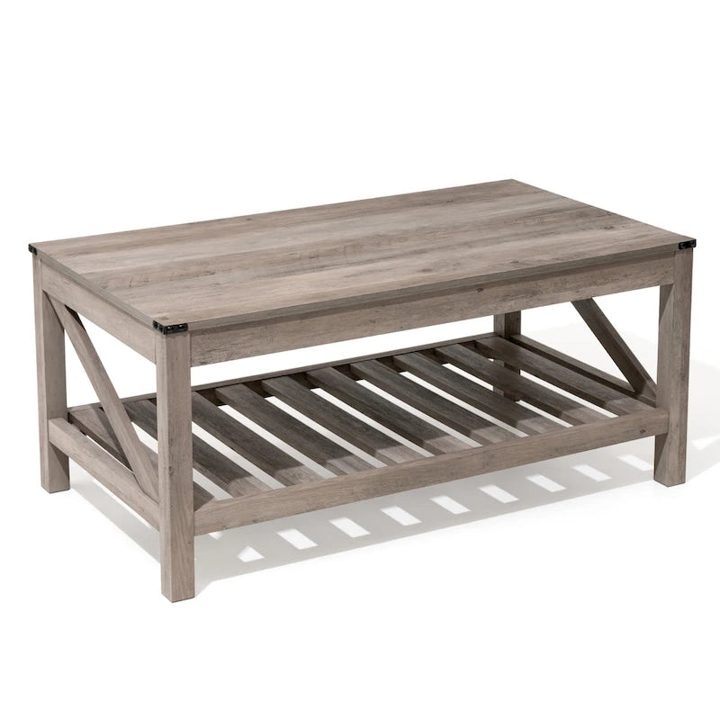 Crestlive Living Room Coffee Table with Storage Shelf, Sofa Center Table - 40.16 W x 22.05 D x 18.11 H