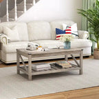 Crestlive Living Room Coffee Table with Storage Shelf, Sofa Center Table - 40.16 W x 22.05 D x 18.11 H