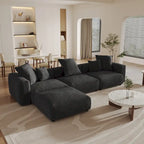 141.73  Corduroy Large Reversible Modular Sectional Sofa L-Shape Couch with Otoman and Pillow