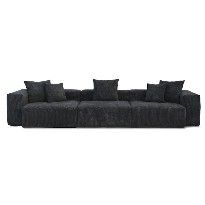 141.73  Corduroy Large Reversible Modular Sectional Sofa L-Shape Couch with Otoman and Pillow