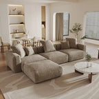 141.73  Corduroy Large Reversible Modular Sectional Sofa L-Shape Couch with Otoman and Pillow