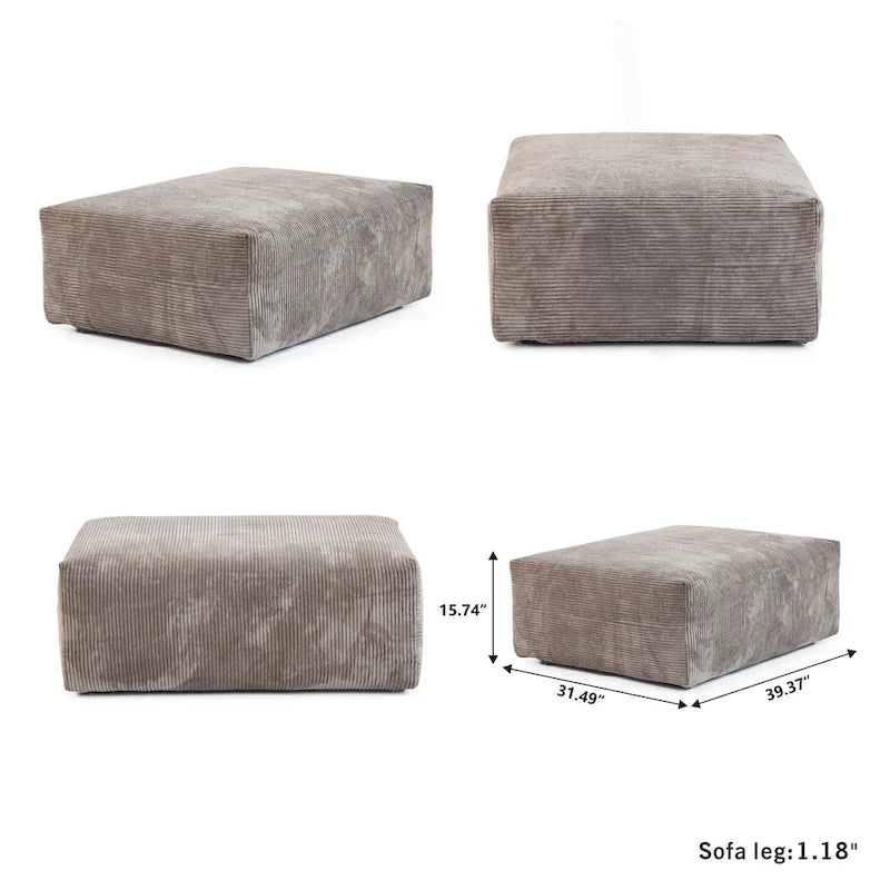 141.73  Corduroy Large Reversible Modular Sectional Sofa L-Shape Couch with Otoman and Pillow