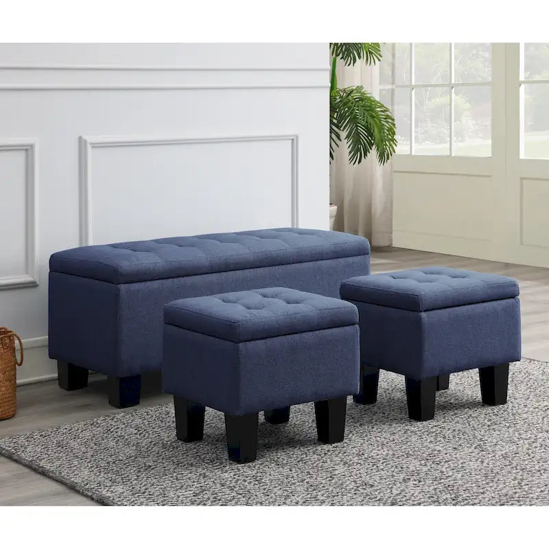 Mid-Century Modern Tufted Storage Lift Top Bench