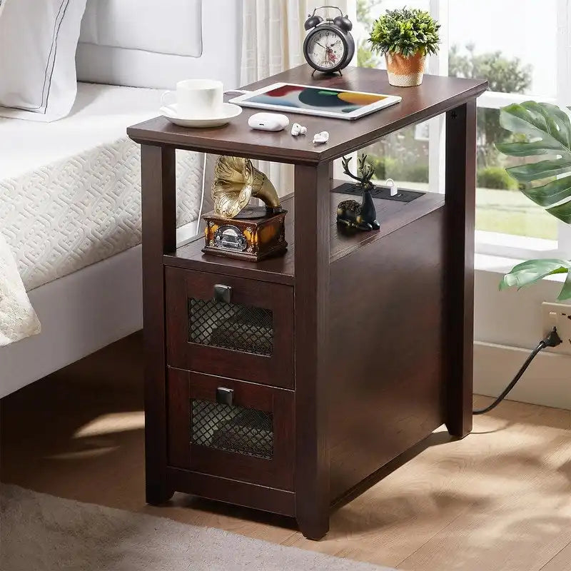 End Table with Charging Station - 13.78D x 23.6W x 24.8H