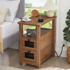 End Table with Charging Station - 13.78D x 23.6W x 24.8H