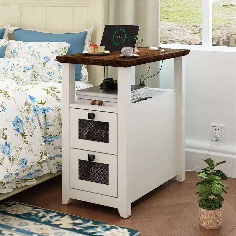 End Table with Charging Station - 13.78D x 23.6W x 24.8H