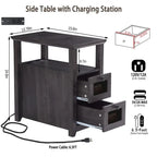 End Table with Charging Station - 13.78D x 23.6W x 24.8H