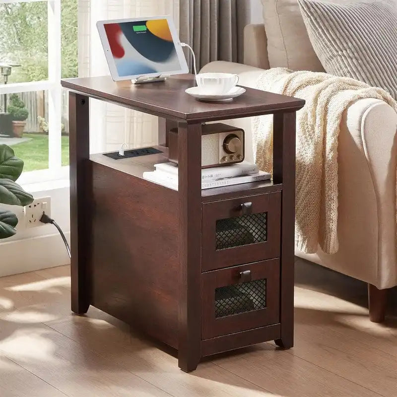 End Table with Charging Station - 13.78D x 23.6W x 24.8H