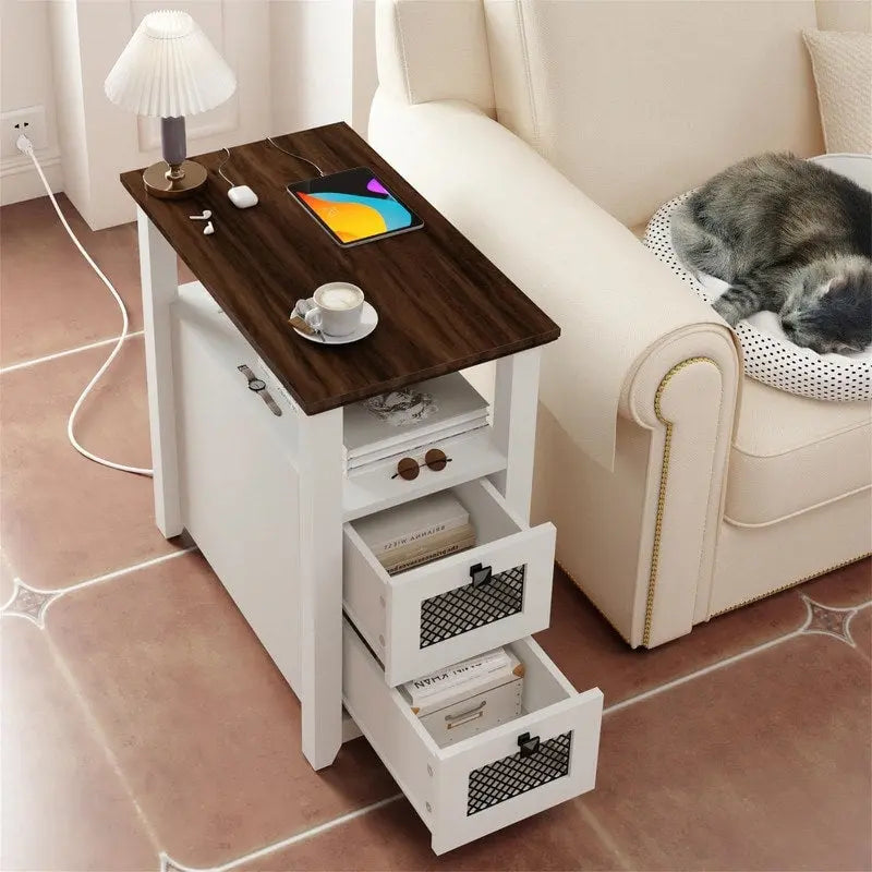 End Table with Charging Station - 13.78D x 23.6W x 24.8H