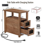 End Table with Charging Station - 13.78D x 23.6W x 24.8H