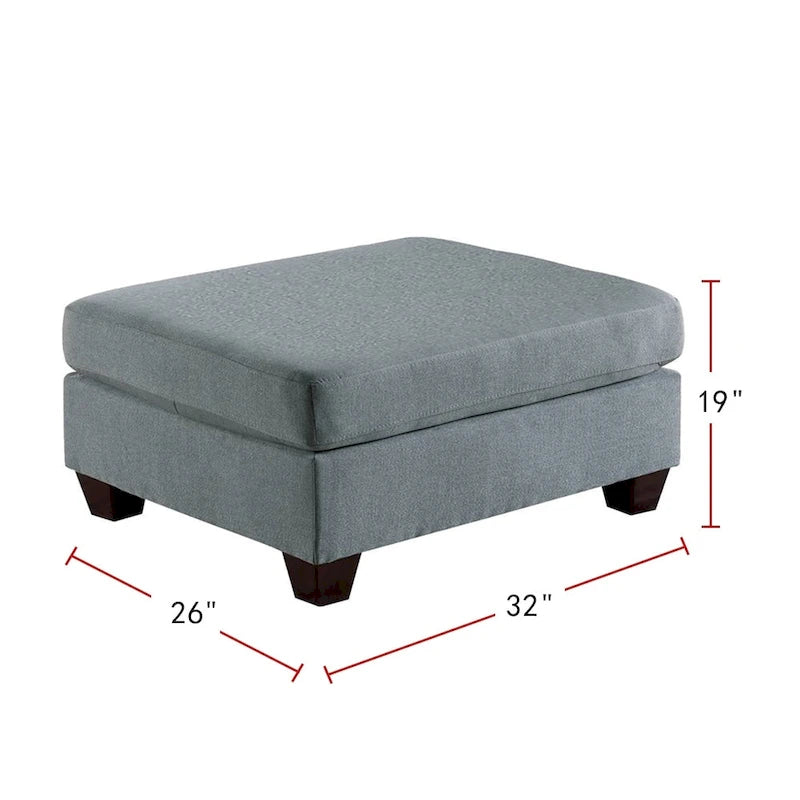 Linen-Like Fabric Upholstered Cocktail Ottoman