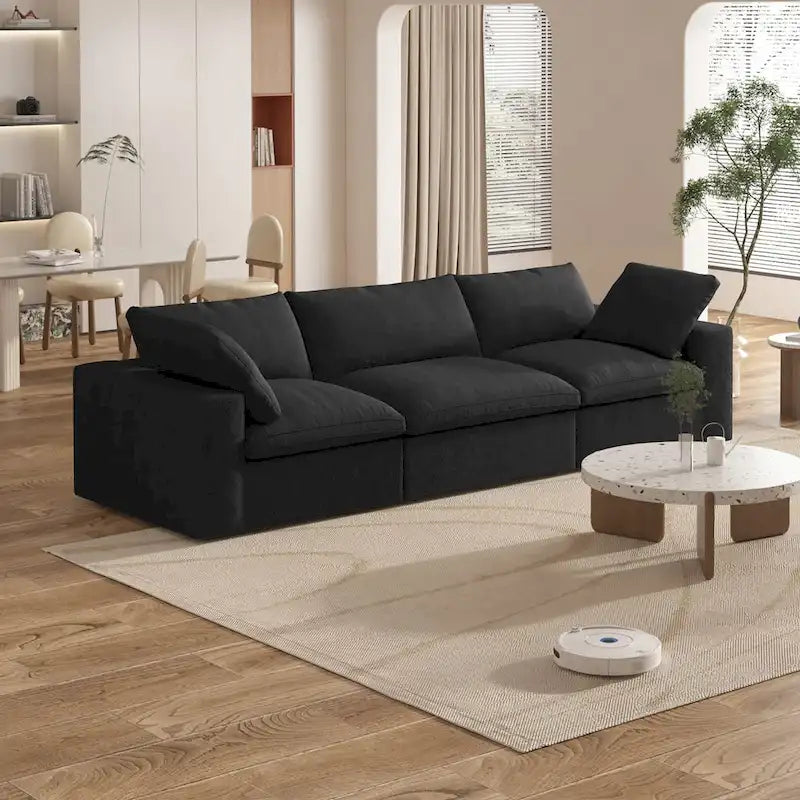 120 inch Contemporary Soft Commix Down Filled Cushions 3-Piece Sectional Sofa