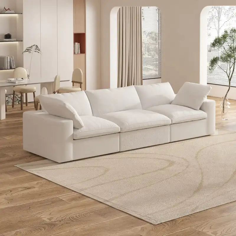 120 inch Contemporary Soft Commix Down Filled Cushions 3-Piece Sectional Sofa