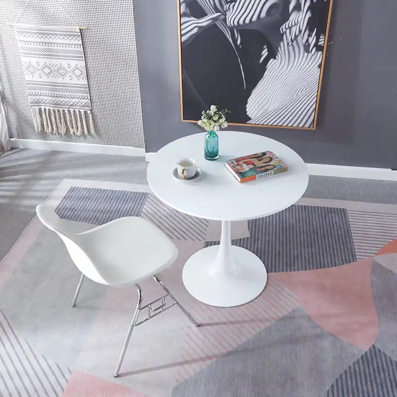 31.5Tulip Table Mid-century Dining Table for 2-4 people With Round Mdf Table Top, Pedestal Dining Table, Leisure Coffee Table